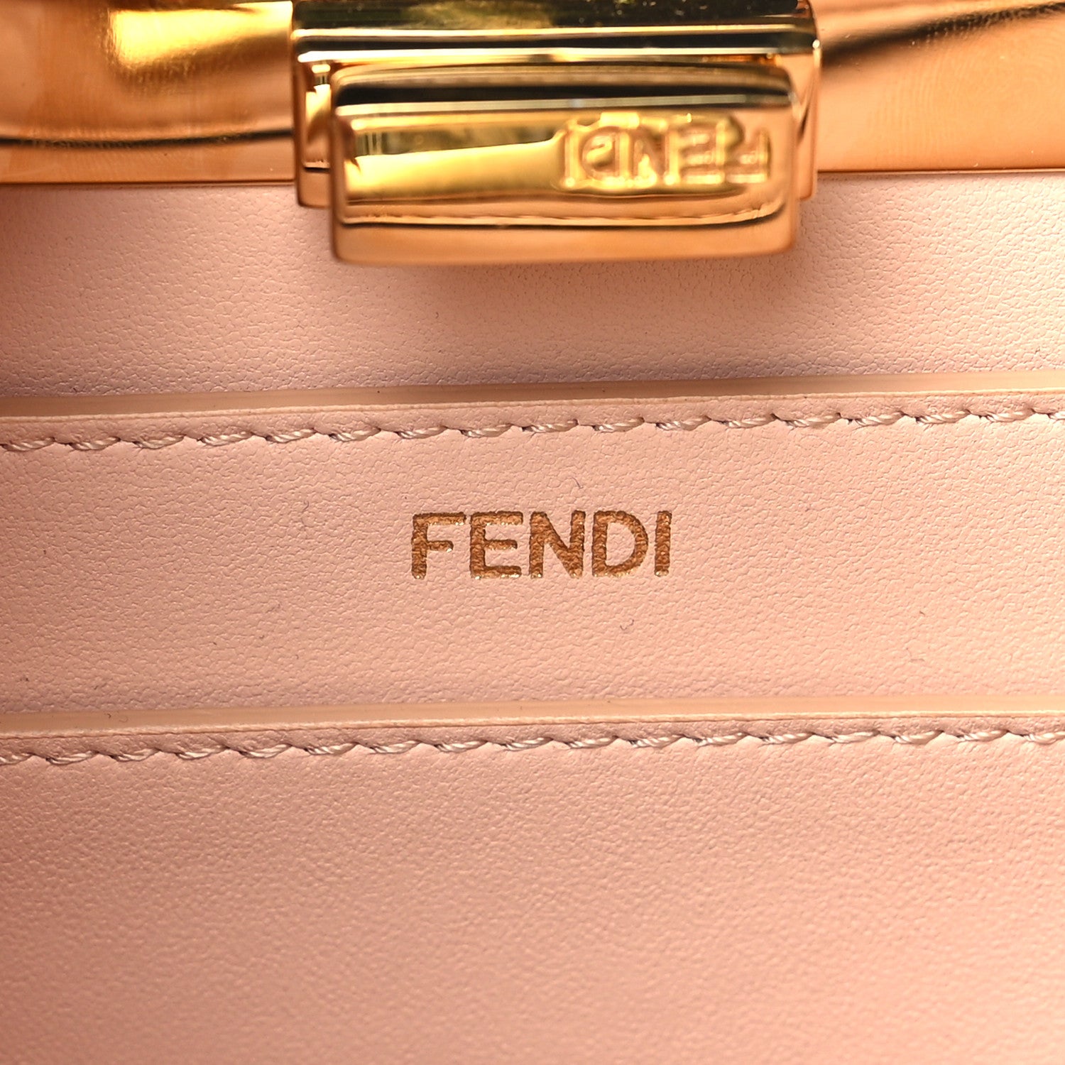 Fendi Vitello Seta Nappa Bi-Color Small Peekaboo I SEE U Satchel Black Light Rose Tortora 6 of 12