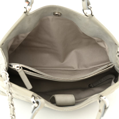 Chanel Iridescent Calfskin Diamond Stitched CC Shopping Tote Gris Clair 5 of 10