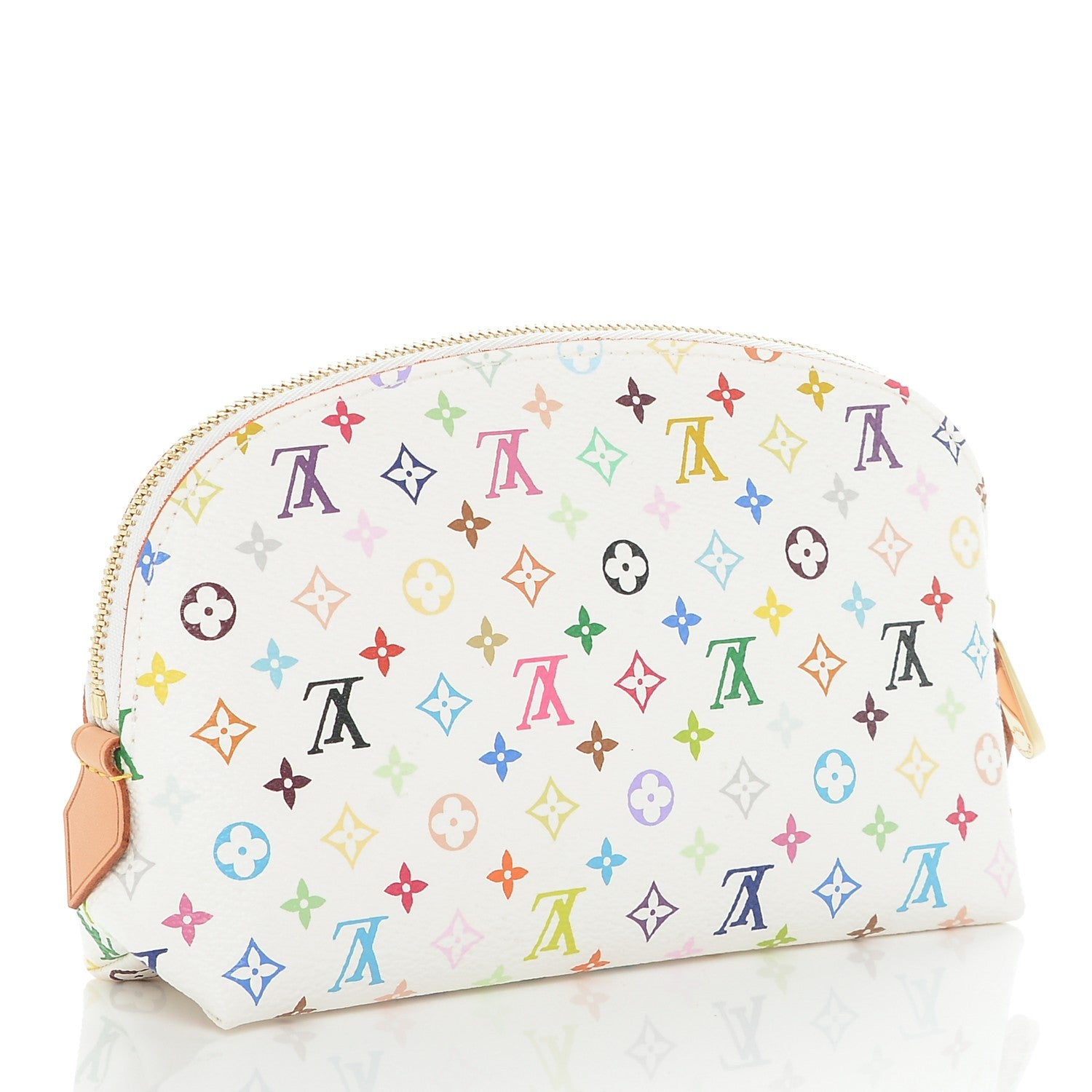 Louis Vuitton Monogram Multicolor Cosmetic Pouch White Litchi 3 of 6