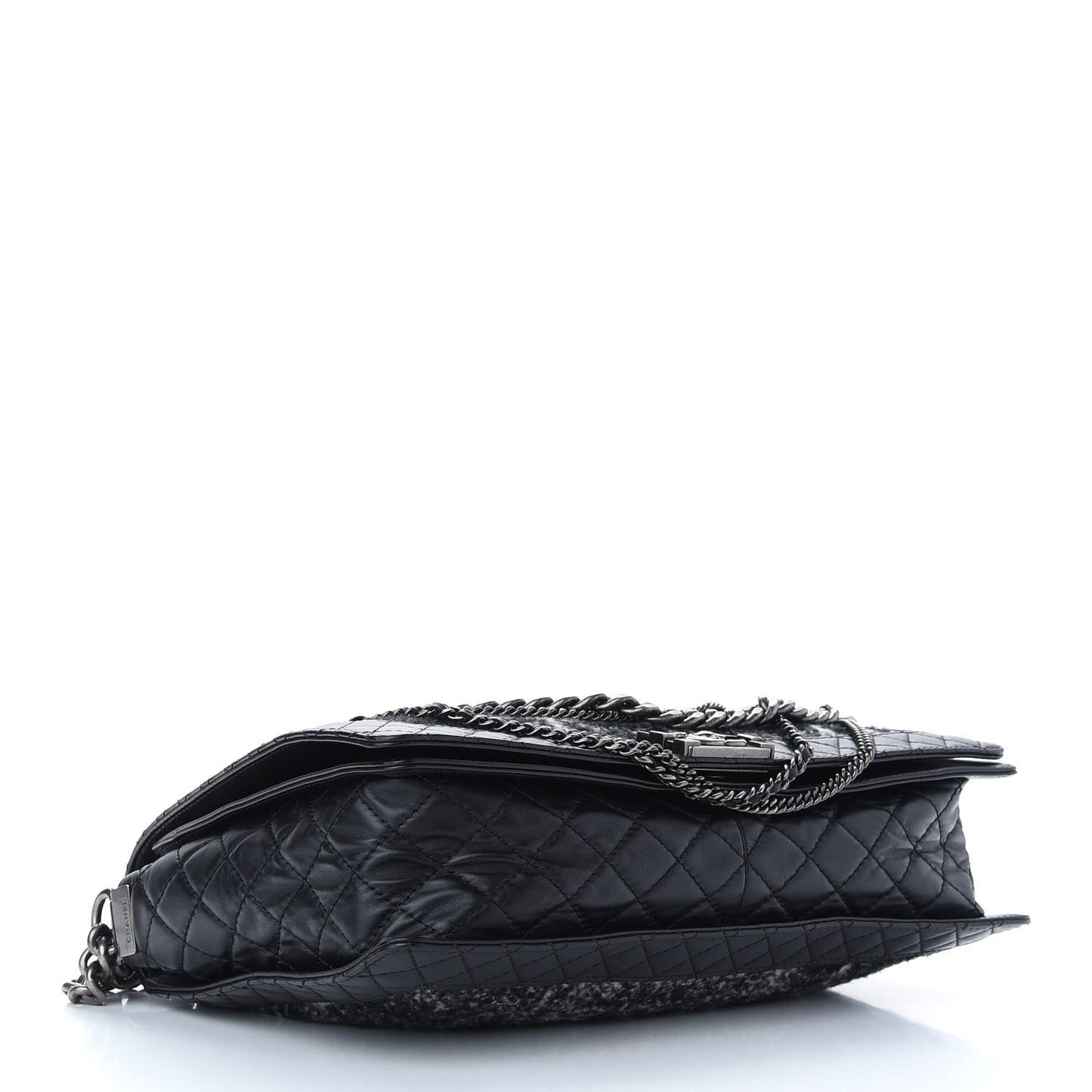 Calfskin Tweed Enchained XL Boy Flap Black