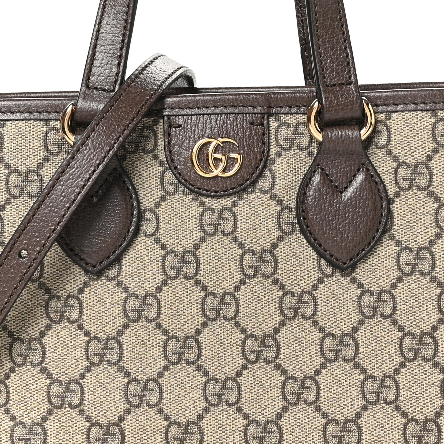 Gucci GG Supreme Monogram Textured Dollar Calfskin Mini Ophidia Shoulder Tote Bag Beige Ebony New Acero 7 of 10