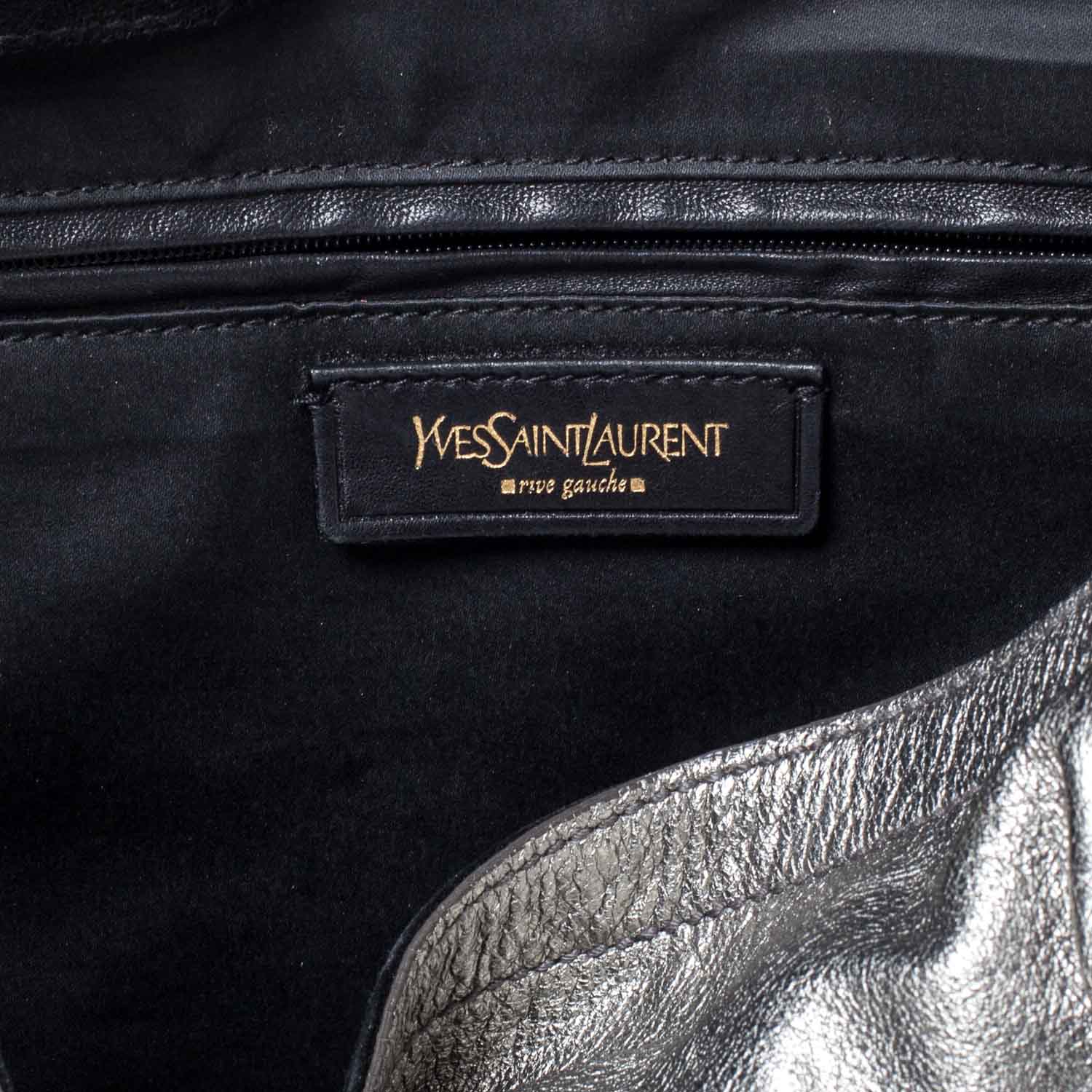 Saint Laurent Leather Large Downtown Tote Silver 6 of 9