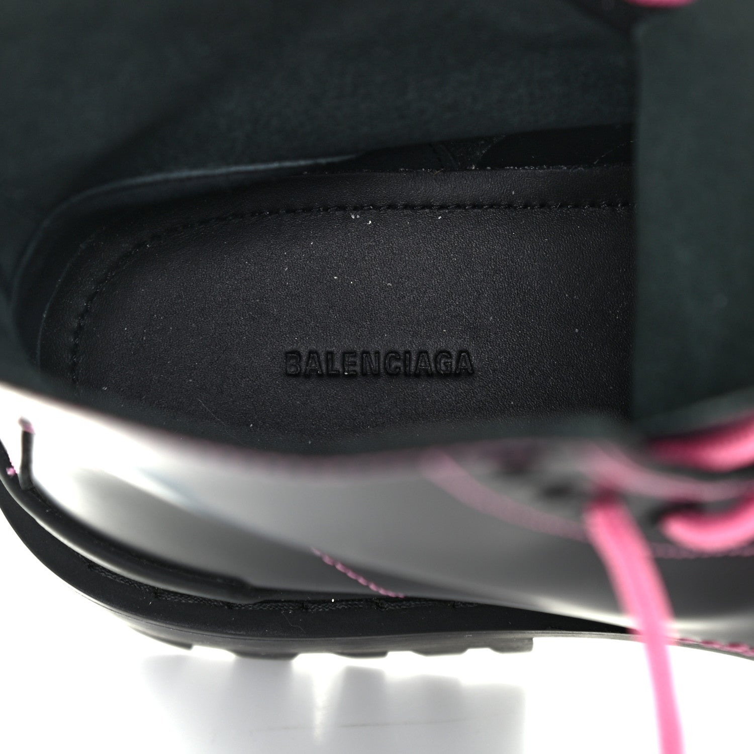Balenciaga Calfskin Womens Strike 20mm Lace Up Boots 38.5 Black Fluo Pink 6 of 10