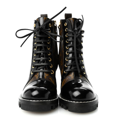 Louis Vuitton Patent Calfskin Monogram Star Trail Ankle Boots 38.5 Black 2 of 10