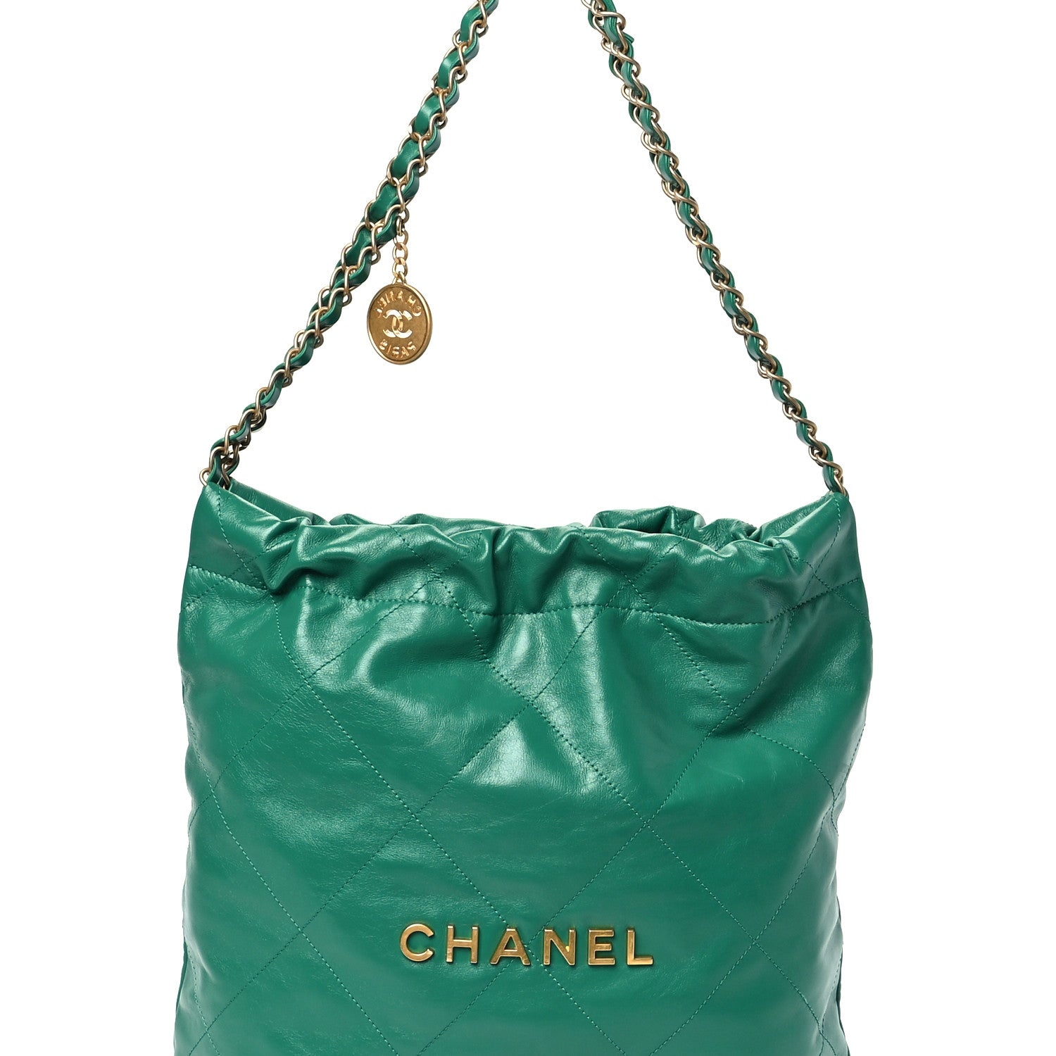 Chanel Shiny Calfskin Quilted Small Chanel 22 Green 9 of 13