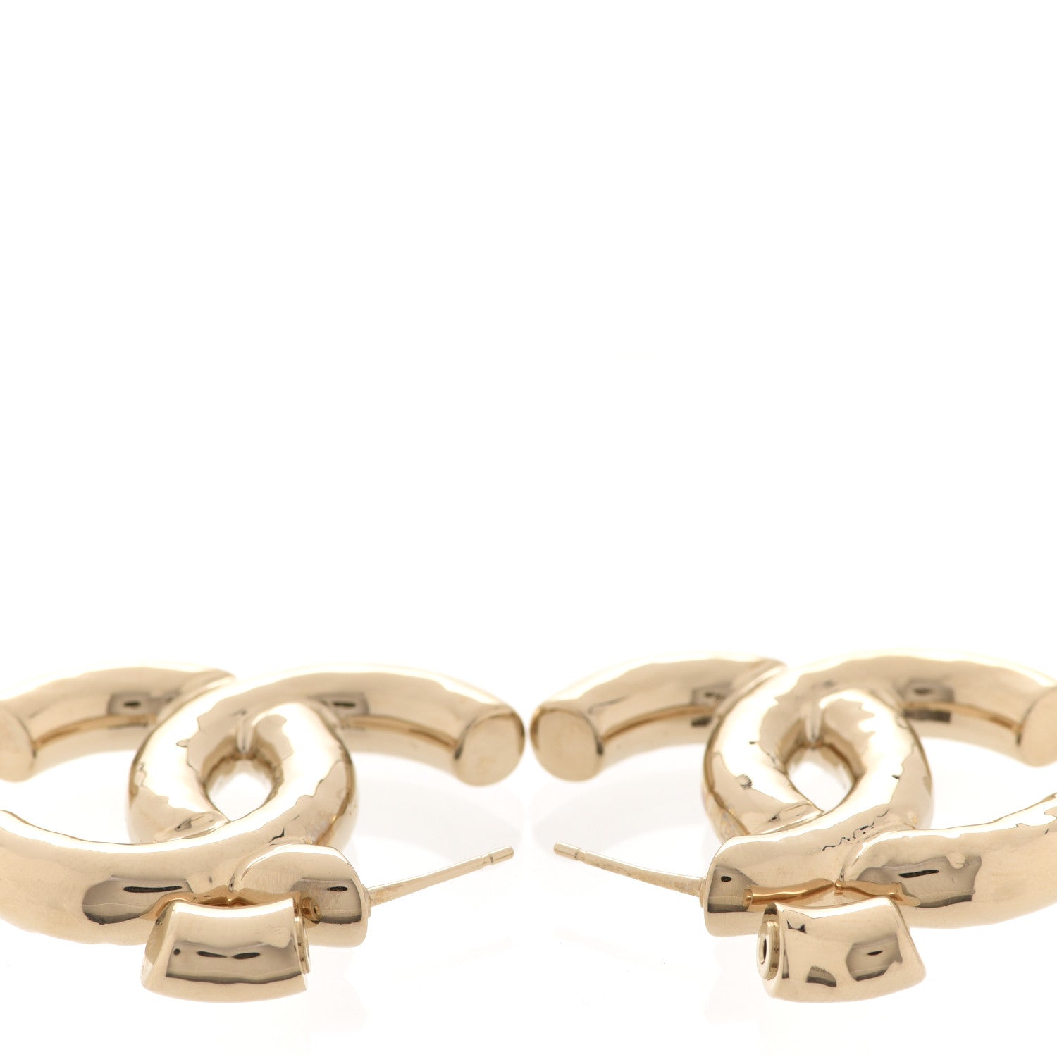 Chanel Metal Large CC Earrings Light Gold 3 of 5