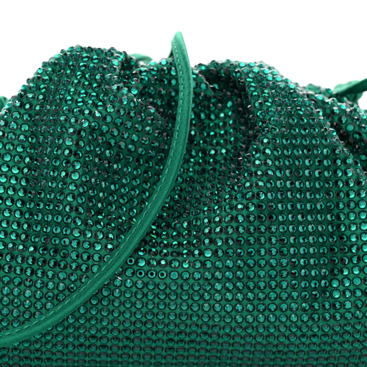 Satin Crystal Embellished The Mini Pouch Emerald