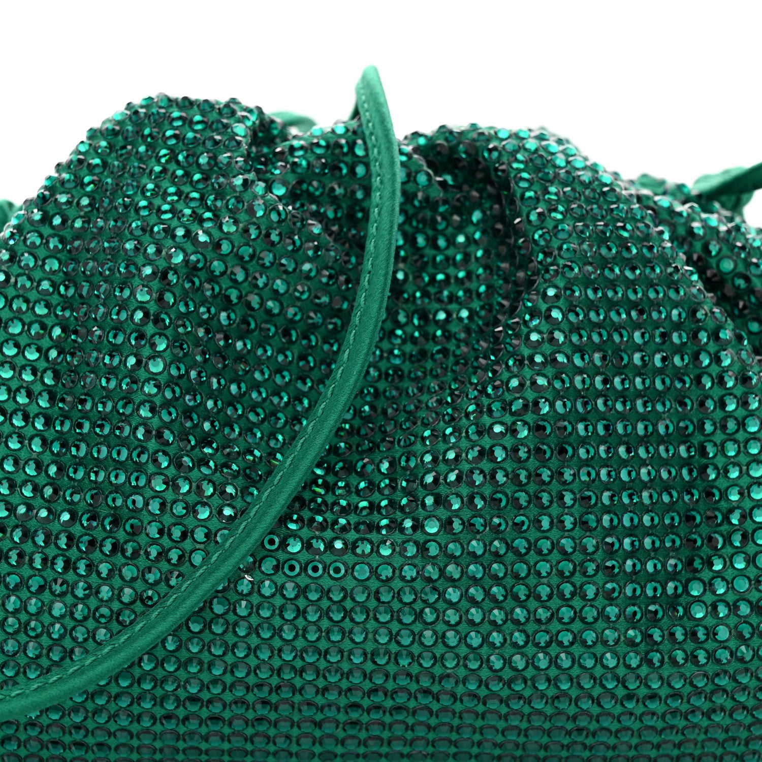 Bottega Veneta Satin Crystal Embellished The Mini Pouch Emerald 8 of 10
