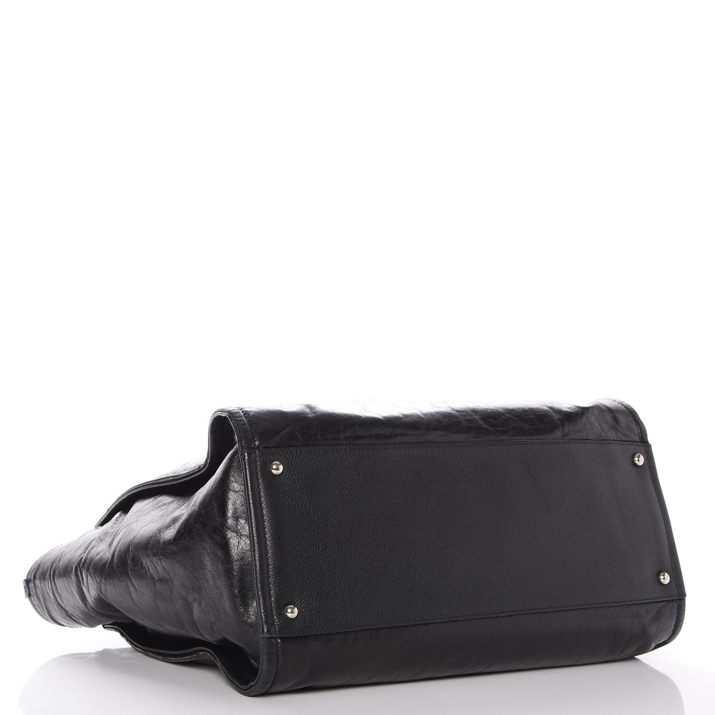 Glazed Calfskin Large Deauville Tote Black