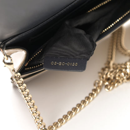 Christian Dior Metallic Patent Micro-Cannage Diorama Wallet on Chain Pouch Gold 11 of 12