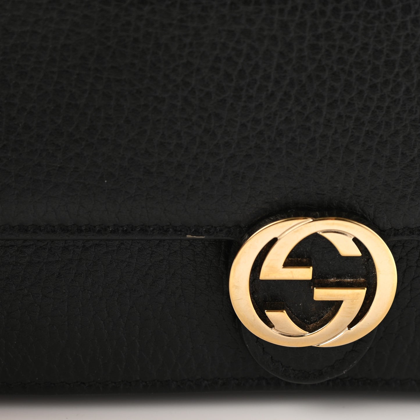 Dollar Calfskin Interlocking G Chain Wallet Black