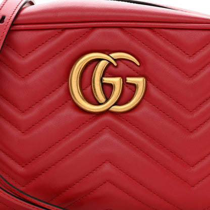 Gucci Calfskin Matelasse Small GG Marmont Chain Shoulder Bag Hibiscus Red 8 of 11