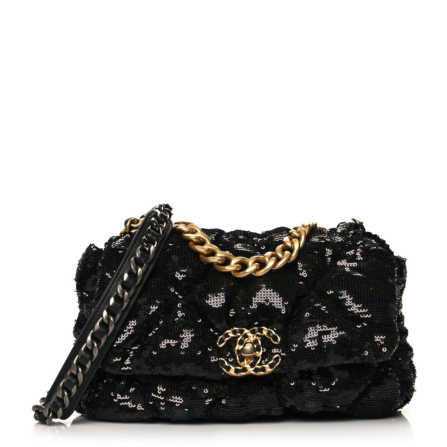 Chanel Sequin Quilted Medium Chanel 19 Flap Black 1 of 11