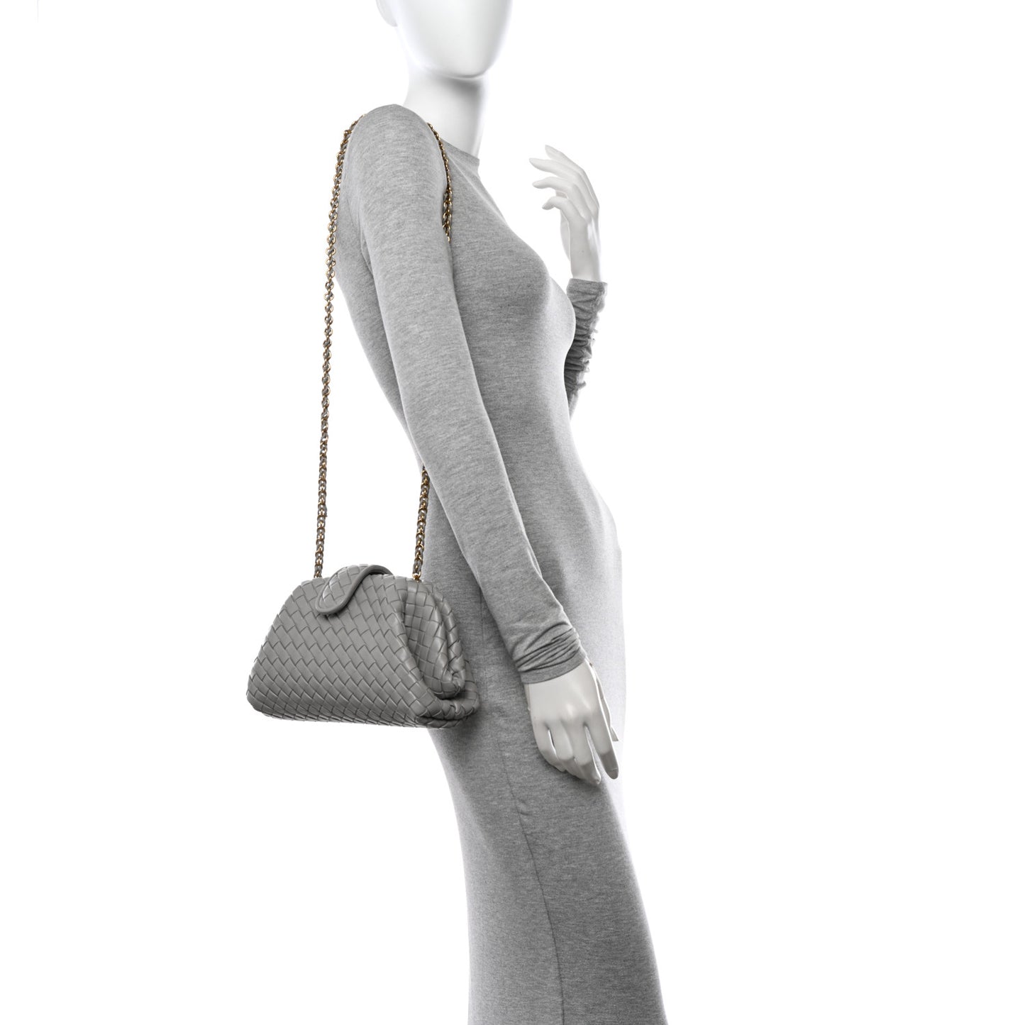 Nappa Intrecciato Small The Lauren 1980 Clutch With Chain Sterling