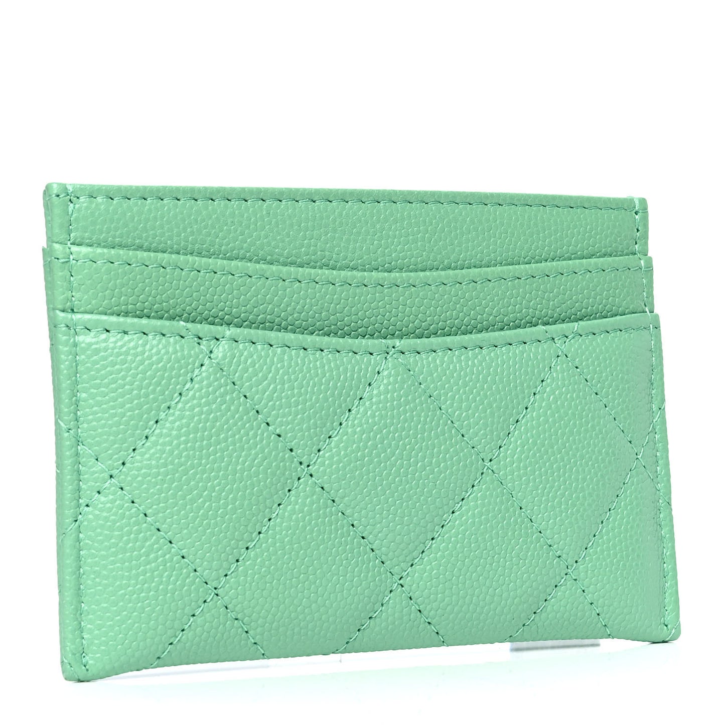 Caviar Quilted Card Holder Green
