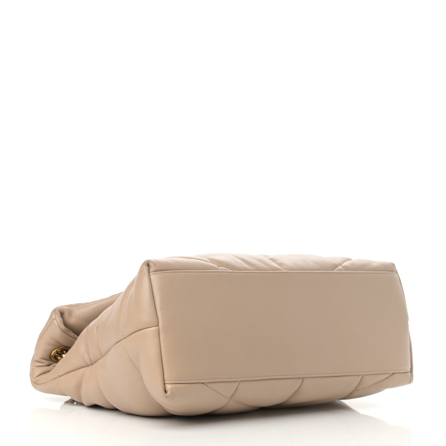 Saint Laurent Lambskin Quilted Medium Loulou Puffer Monogram Chain Satchel Dark Beige 4 of 13