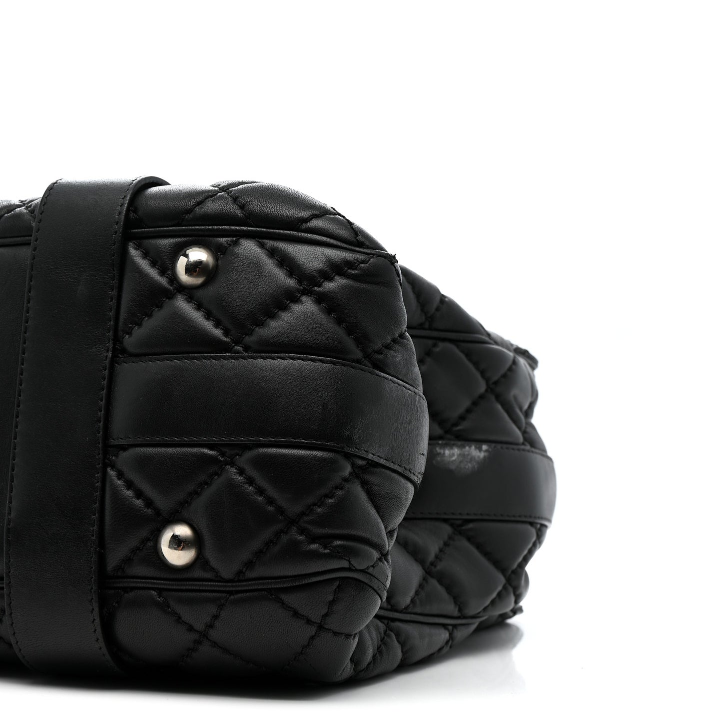 Lambskin Quilted Easy Carry Shopping Tote Black