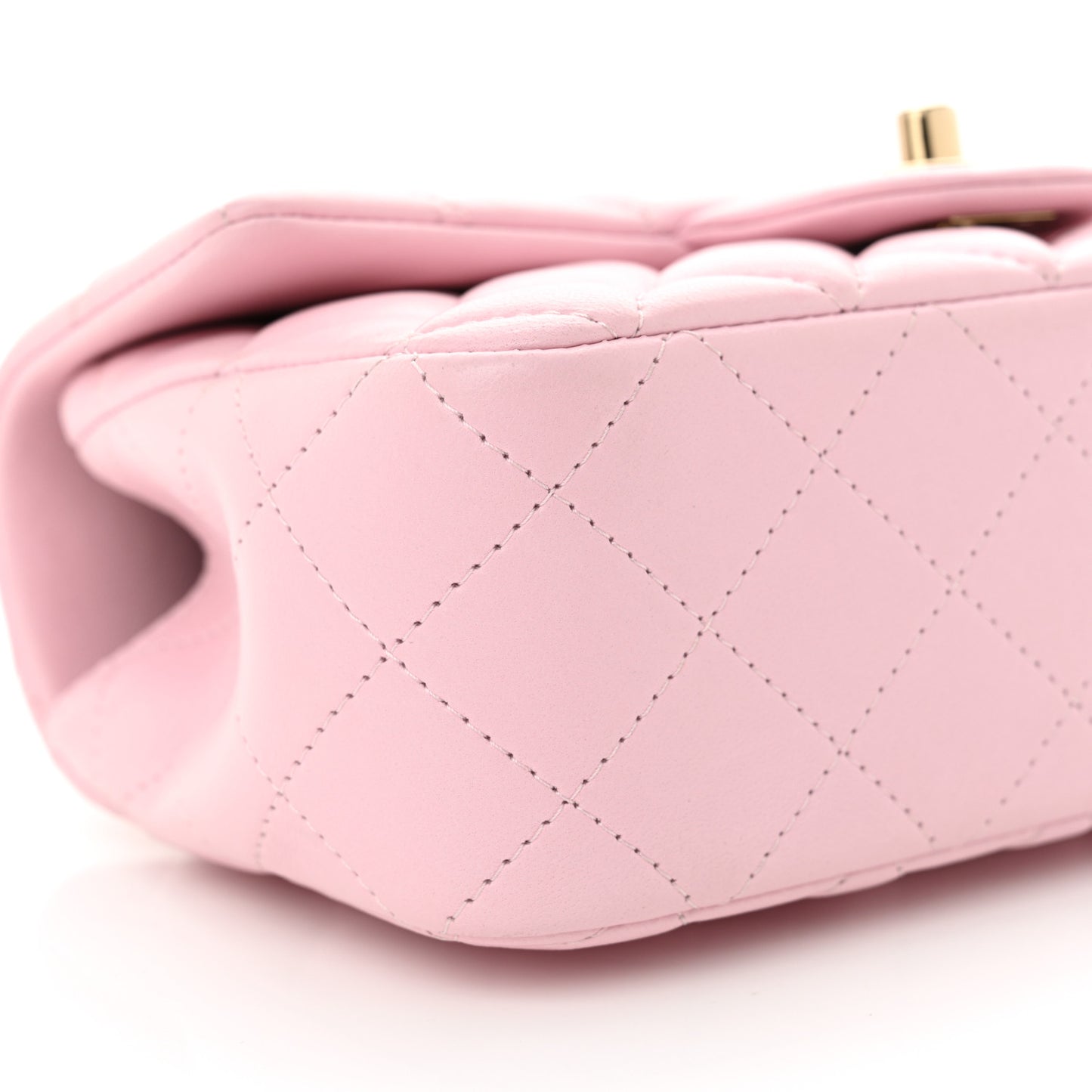 Lambskin Quilted Mini Top Handle Rectangular Flap Light Pink
