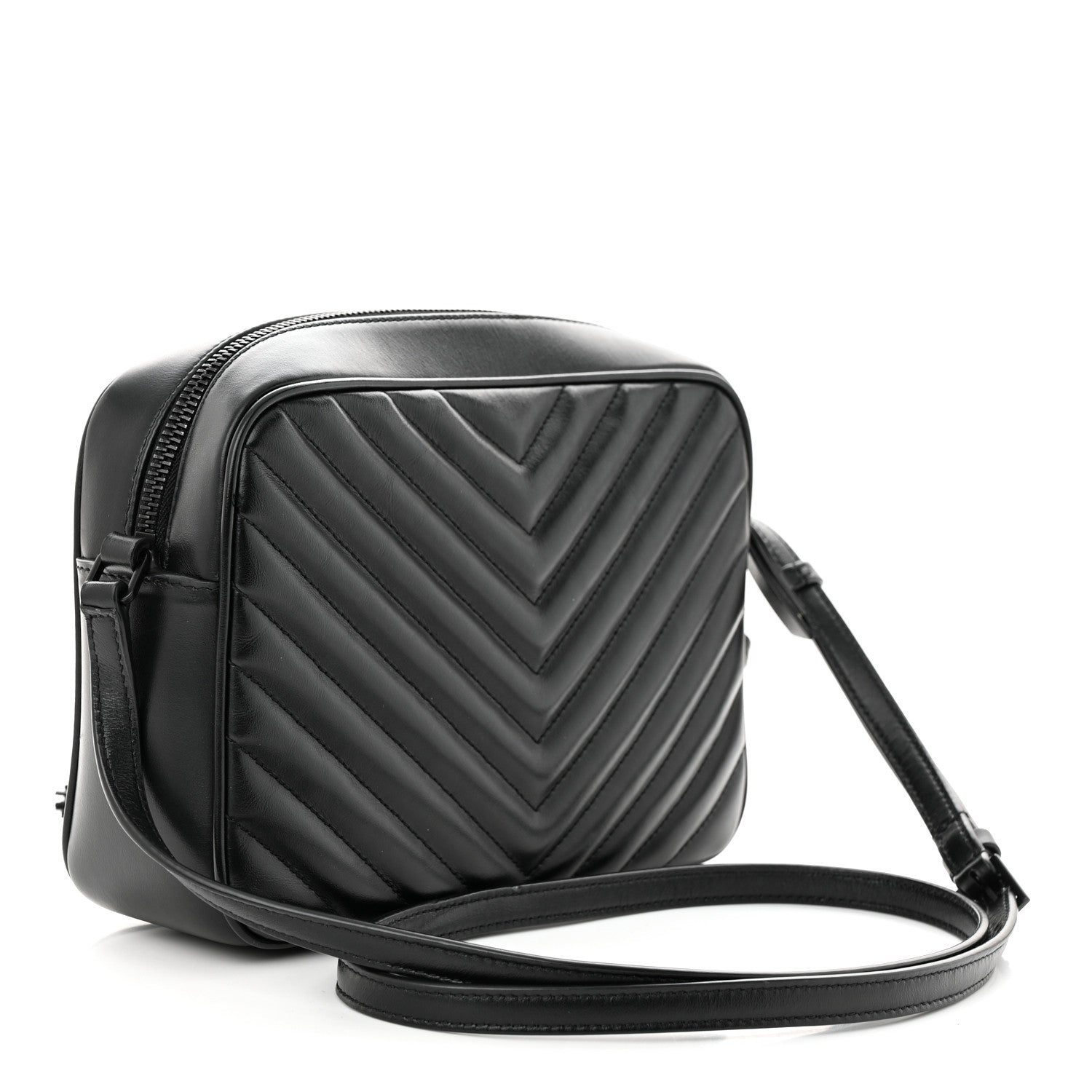 Saint Laurent Calfskin Matelasse Monogram Monochrome Lou Camera Bag Black 3 of 12