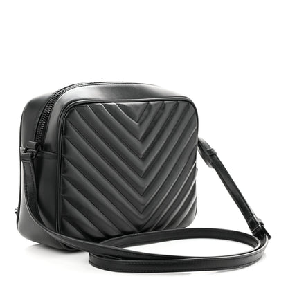 Saint Laurent Calfskin Matelasse Monogram Monochrome Lou Camera Bag Black 3 of 12