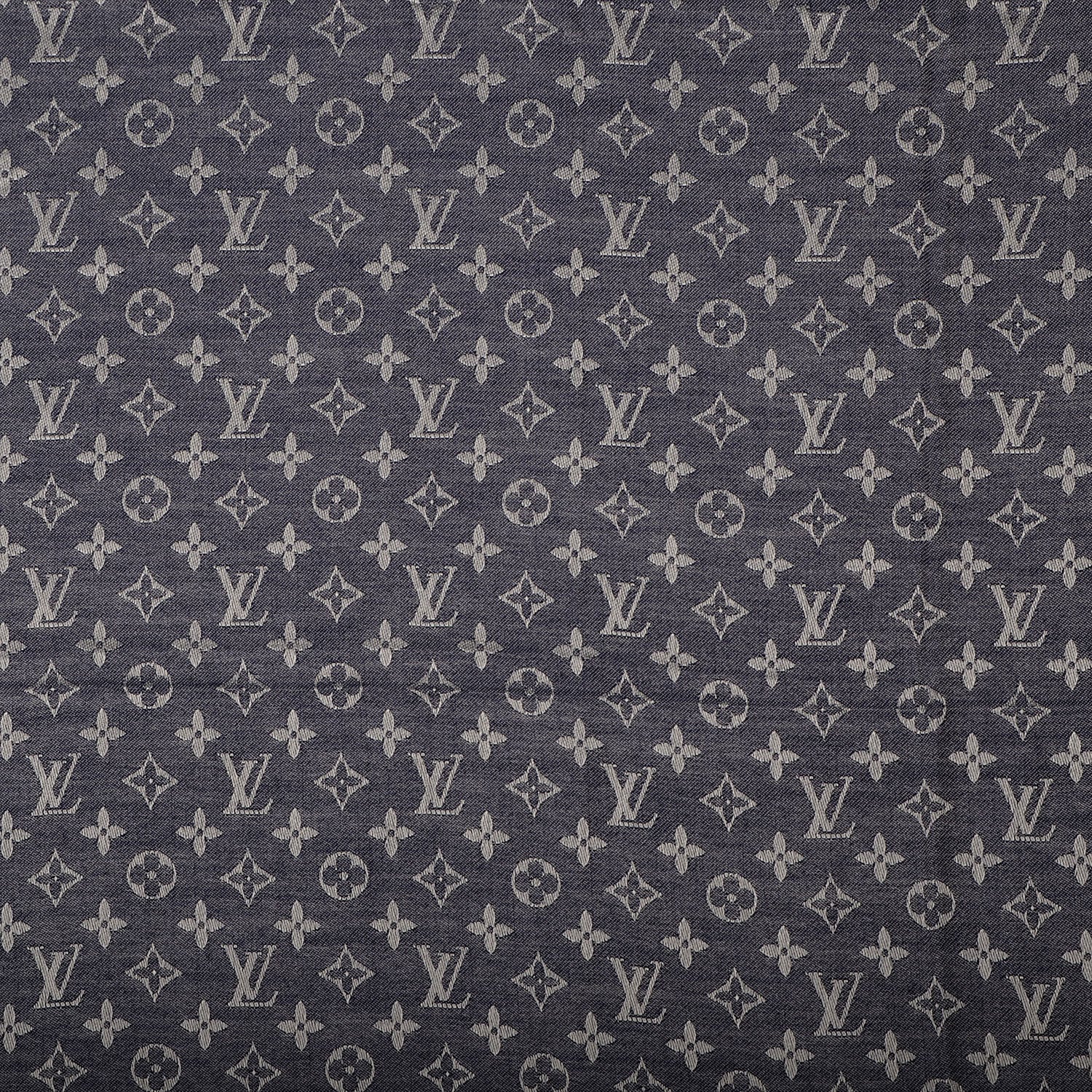 Louis Vuitton Wool Silk Monogram Denim Shawl Blue 1 of 5
