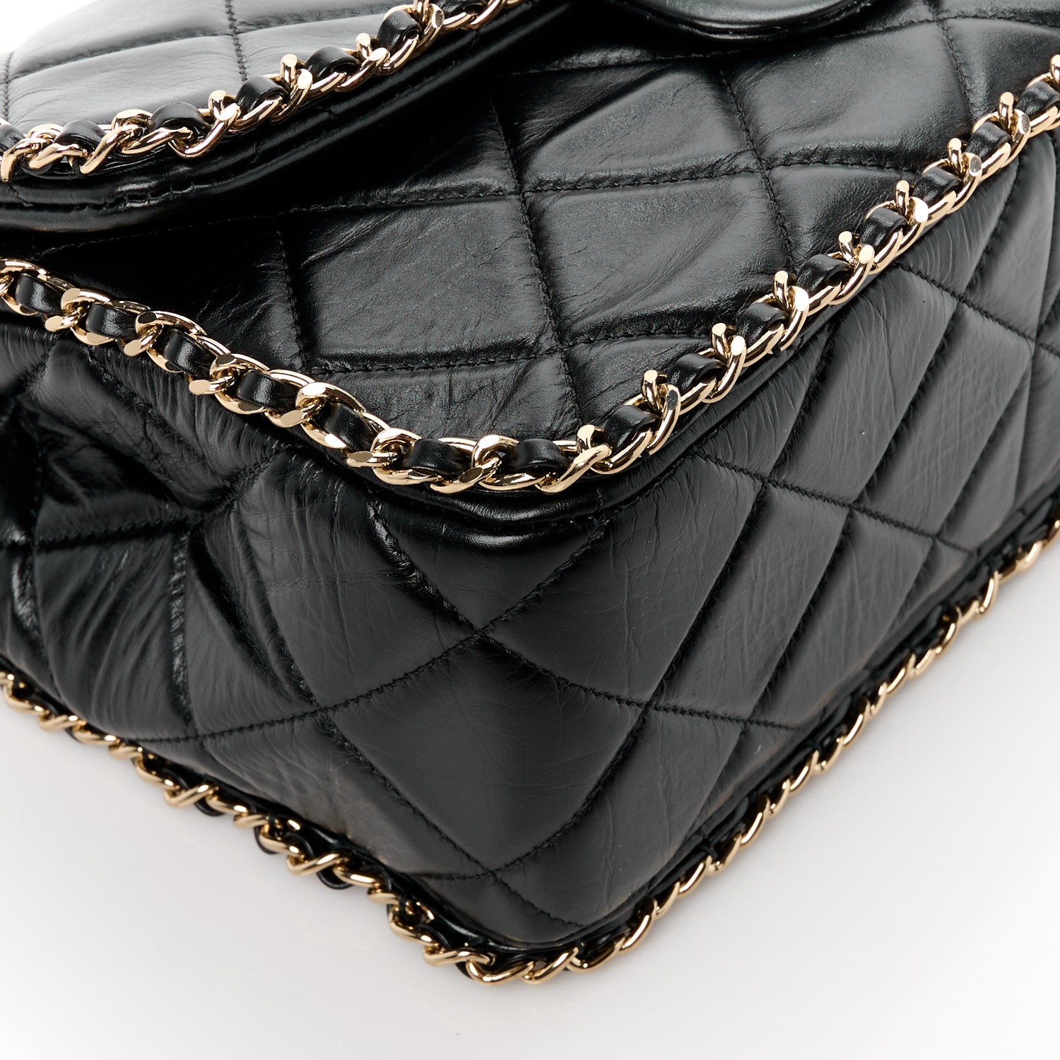 Chanel Crumpled Calfskin Medium Chain All Over Flap Black 10 of 12