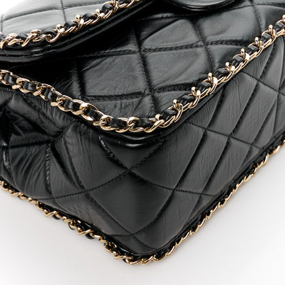 Chanel Crumpled Calfskin Medium Chain All Over Flap Black 10 of 12