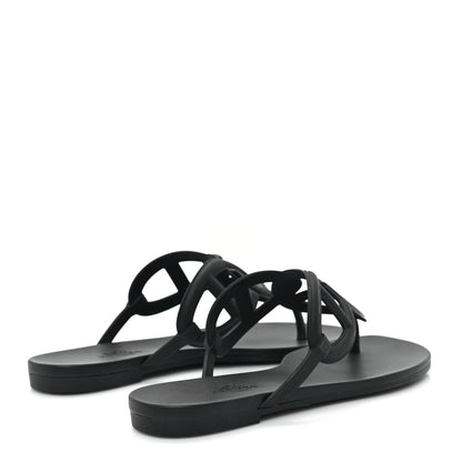 Hermes Rubber Womens Egerie Sandals 35 Black 5 of 10