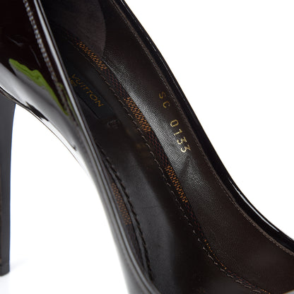 Louis Vuitton Patent Damier Ebene Valentine Pumps 39.5 Black 10 of 12
