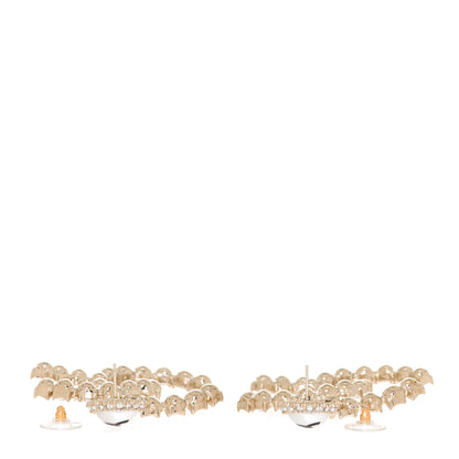 Chanel Crystal Pearl Large CC Drop Earrings Light Gold 3 of 5