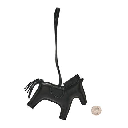 Hermes Milo Lambskin Grigri Rodeo Horse Bag Charm MM So Black 2 of 7