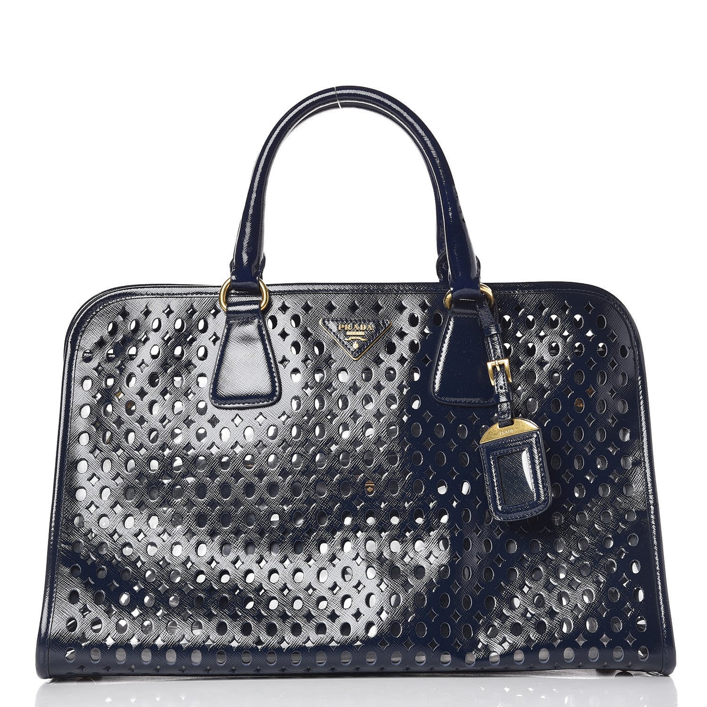 Saffiano Vernice Perforated Tote Royal