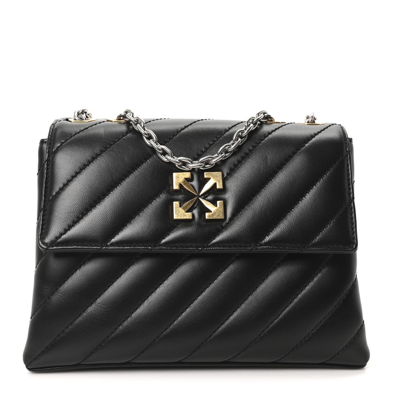 Off-White Calfskin Diagonal Quilted Jackhammer 24 Shoulder Bag Black 1 of 9