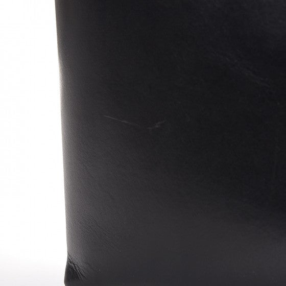 Calfskin Small Shopping Tote Black Flamma