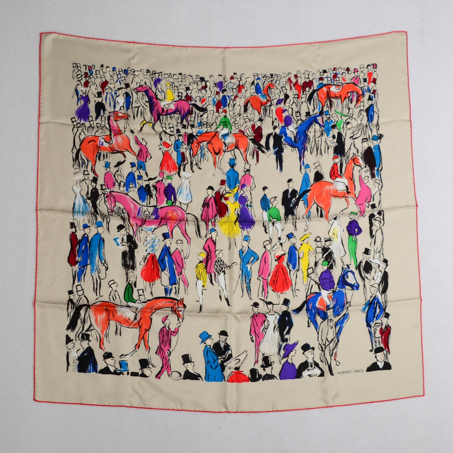 Silk Paddock Scarf 90 Mastic Violet Orange