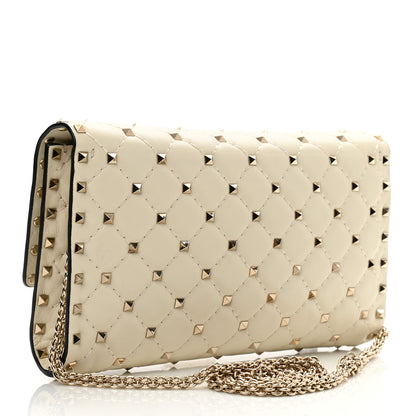 Valentino Garavani Nappa Rockstud Spike Wallet on Chain Light Ivory 3 of 11