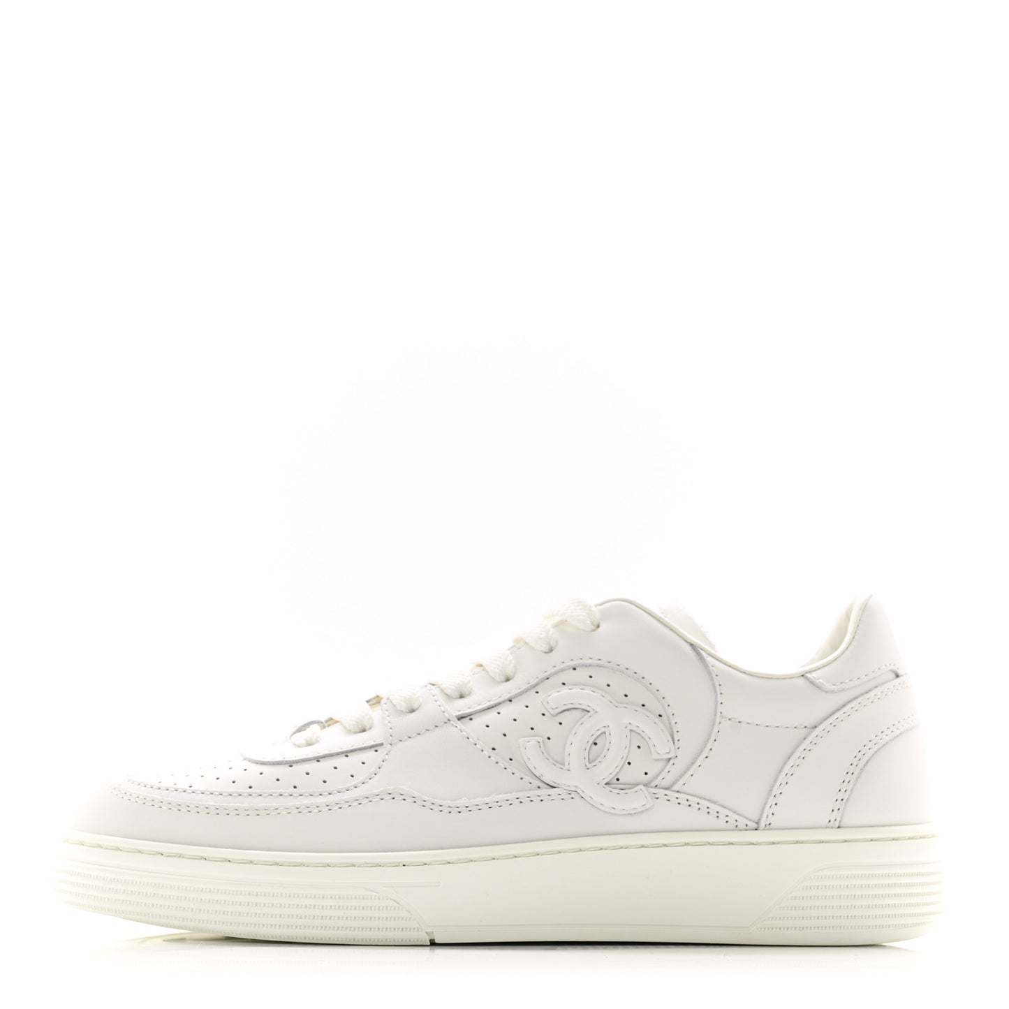 Calfskin Womens CC Sneakers 36 White