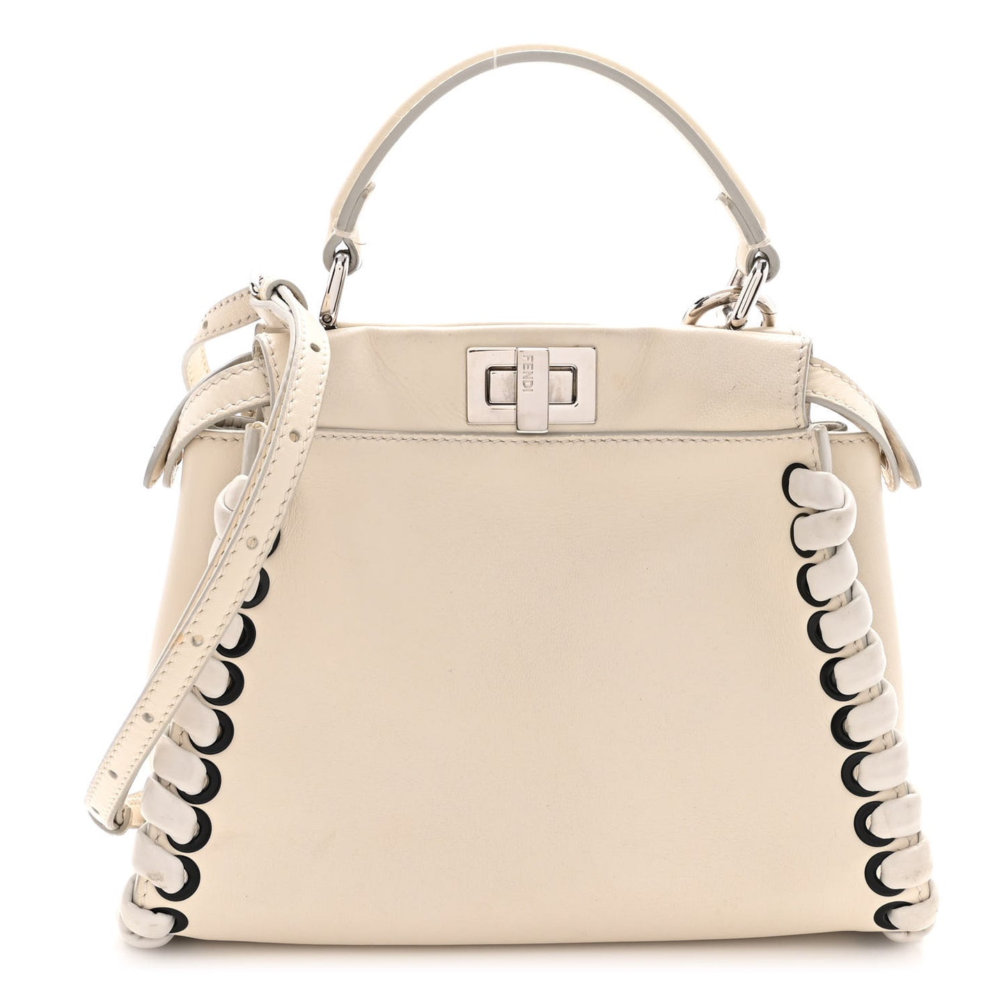 Nappa Lace Up Mini Peekaboo Iconic Satchel Bianco Carta