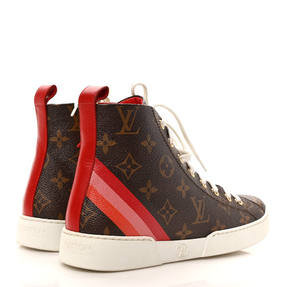 Louis Vuitton Calfskin Patent Monogram Stellar Sneaker Boots 35 Rouge 4 of 8