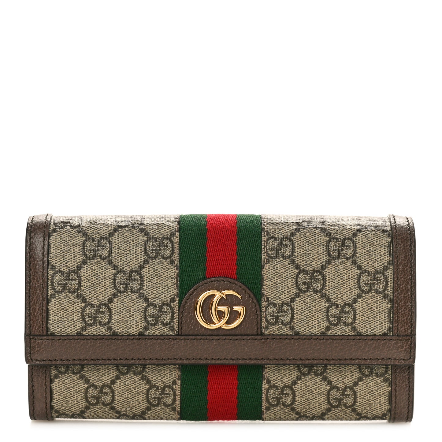 GG Supreme Monogram Web Ophidia Continental Wallet Brown