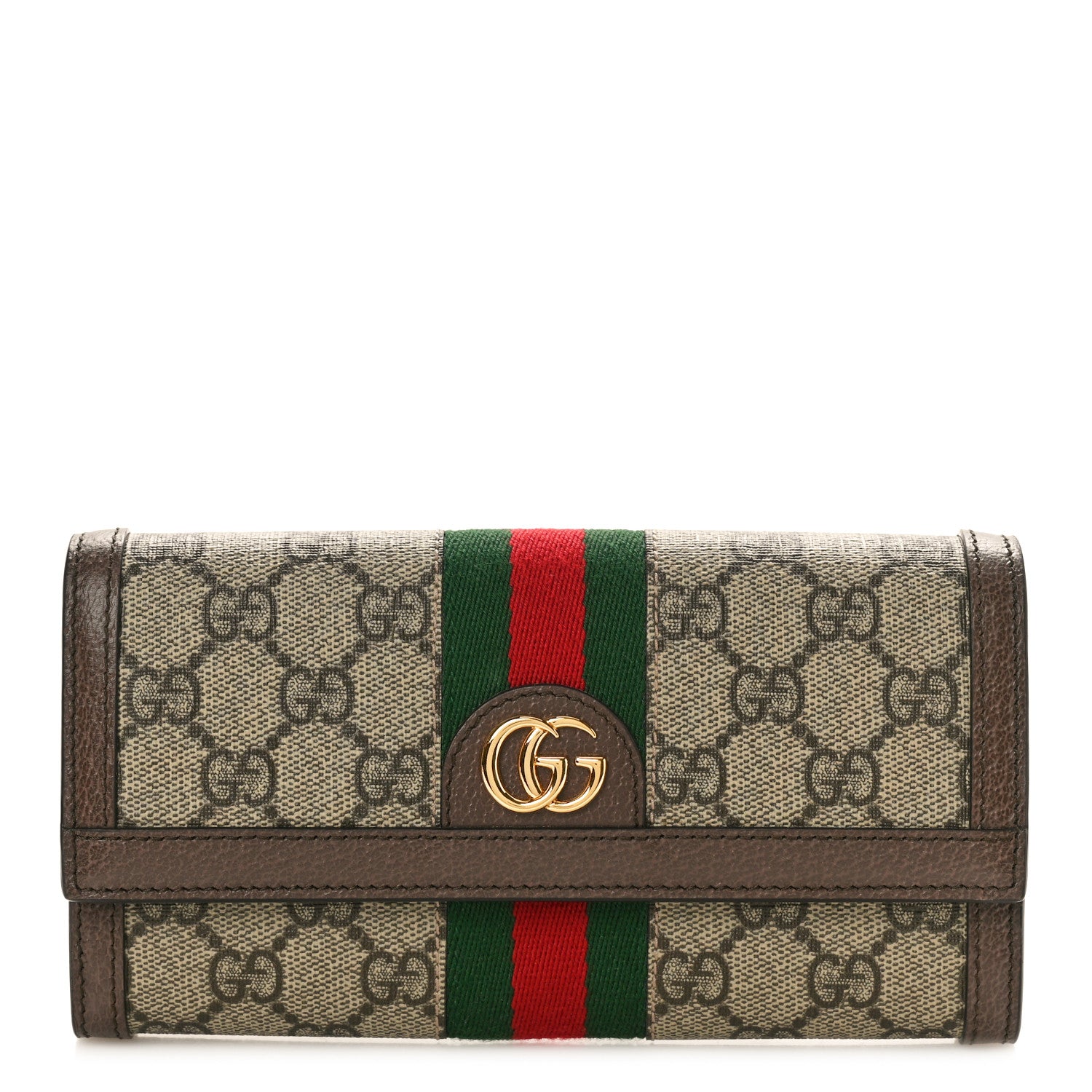 Gucci GG Supreme Monogram Web Ophidia Continental Wallet Brown 1 of 8