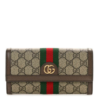 Gucci GG Supreme Monogram Web Ophidia Continental Wallet Brown 1 of 8