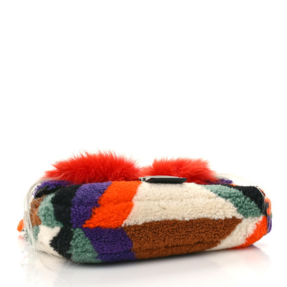 Fendi Shearling Calfskin Goat Fox Fur Bugs Baguette Orange Multicolor 3 of 7
