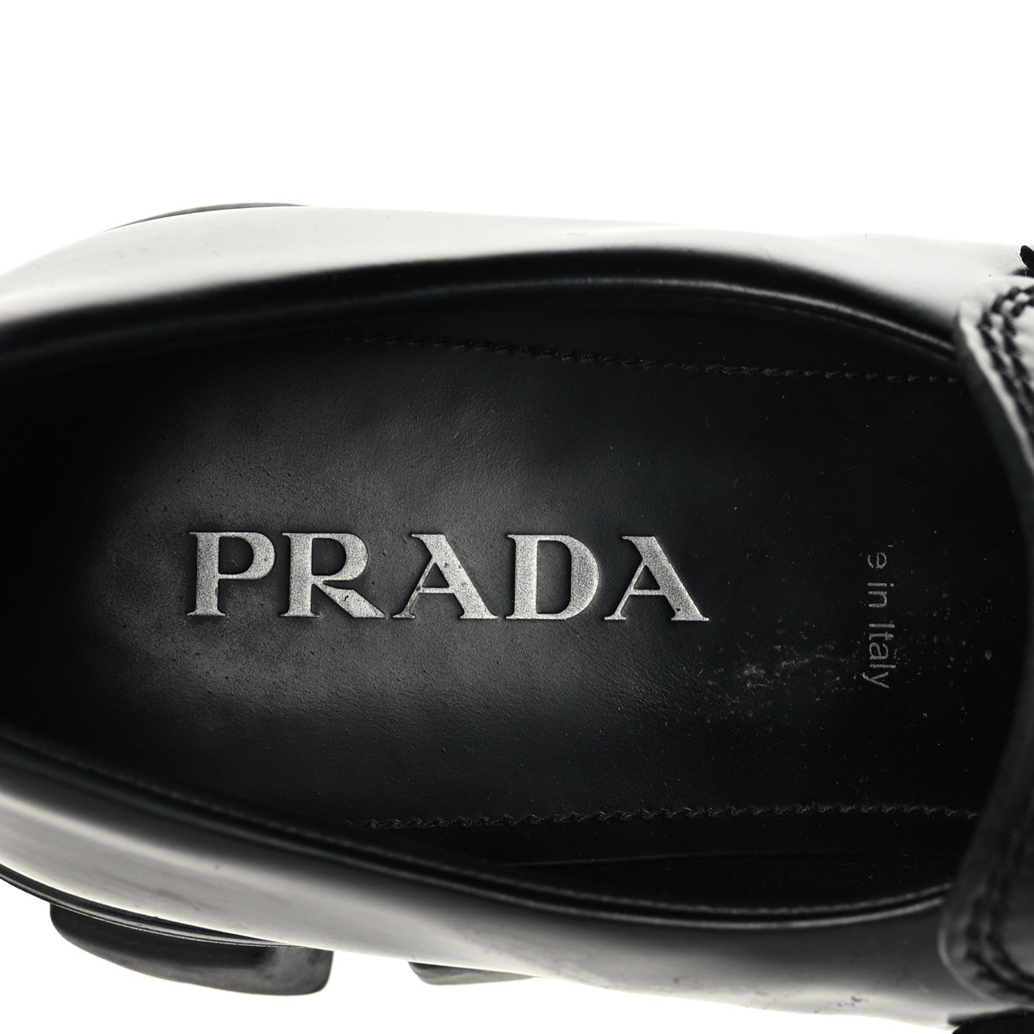 Prada Spazzolato Rois Metal Triangle Logo Mens Monolith 60mm Loafers 8 Black 8 of 10