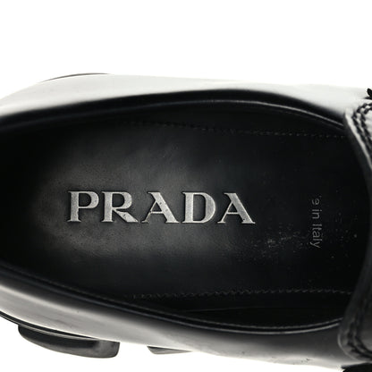 Prada Spazzolato Rois Metal Triangle Logo Mens Monolith 60mm Loafers 8 Black 8 of 10