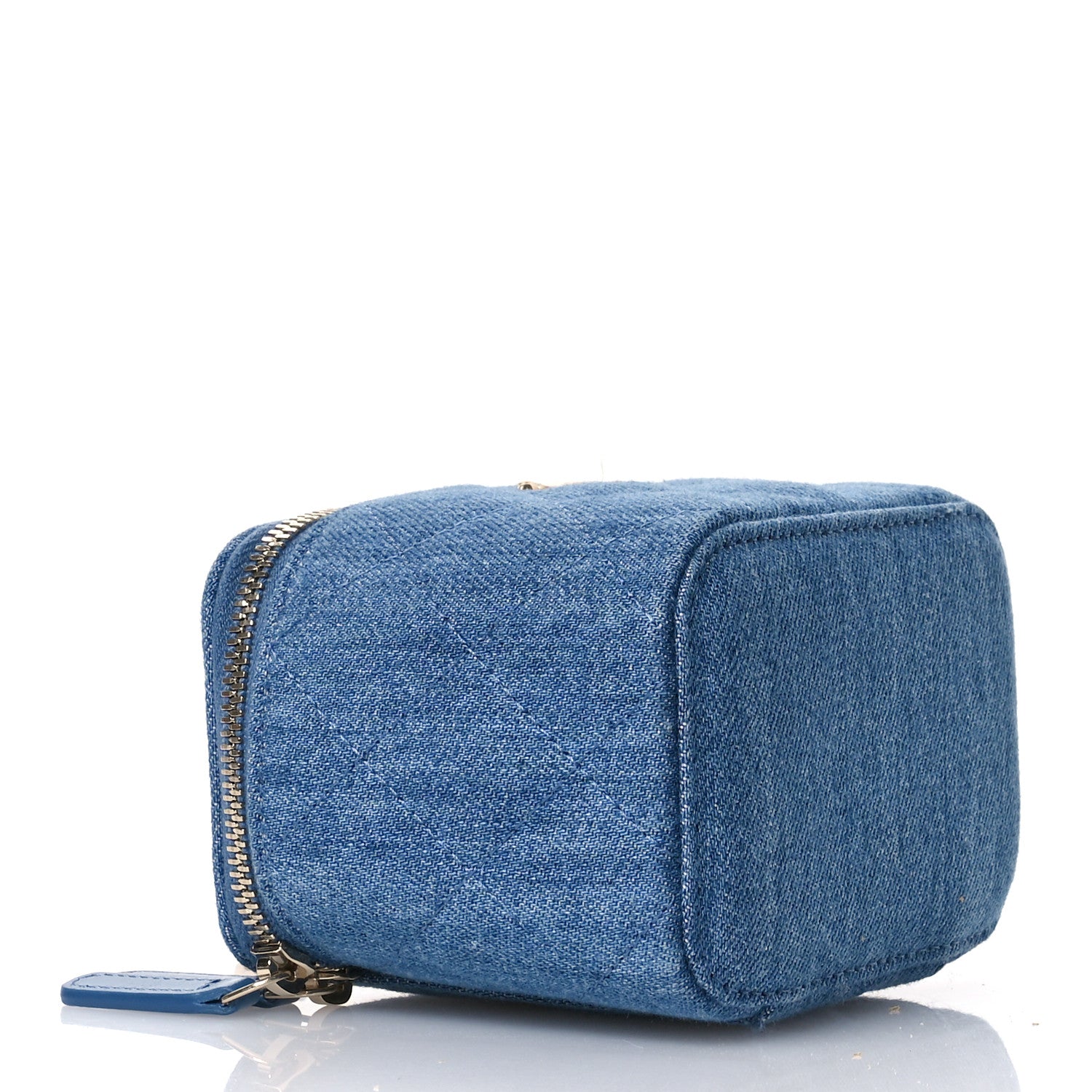 Chanel Denim Quilted Mini Pearl Crush Vanity Case With Chain 4 of 10