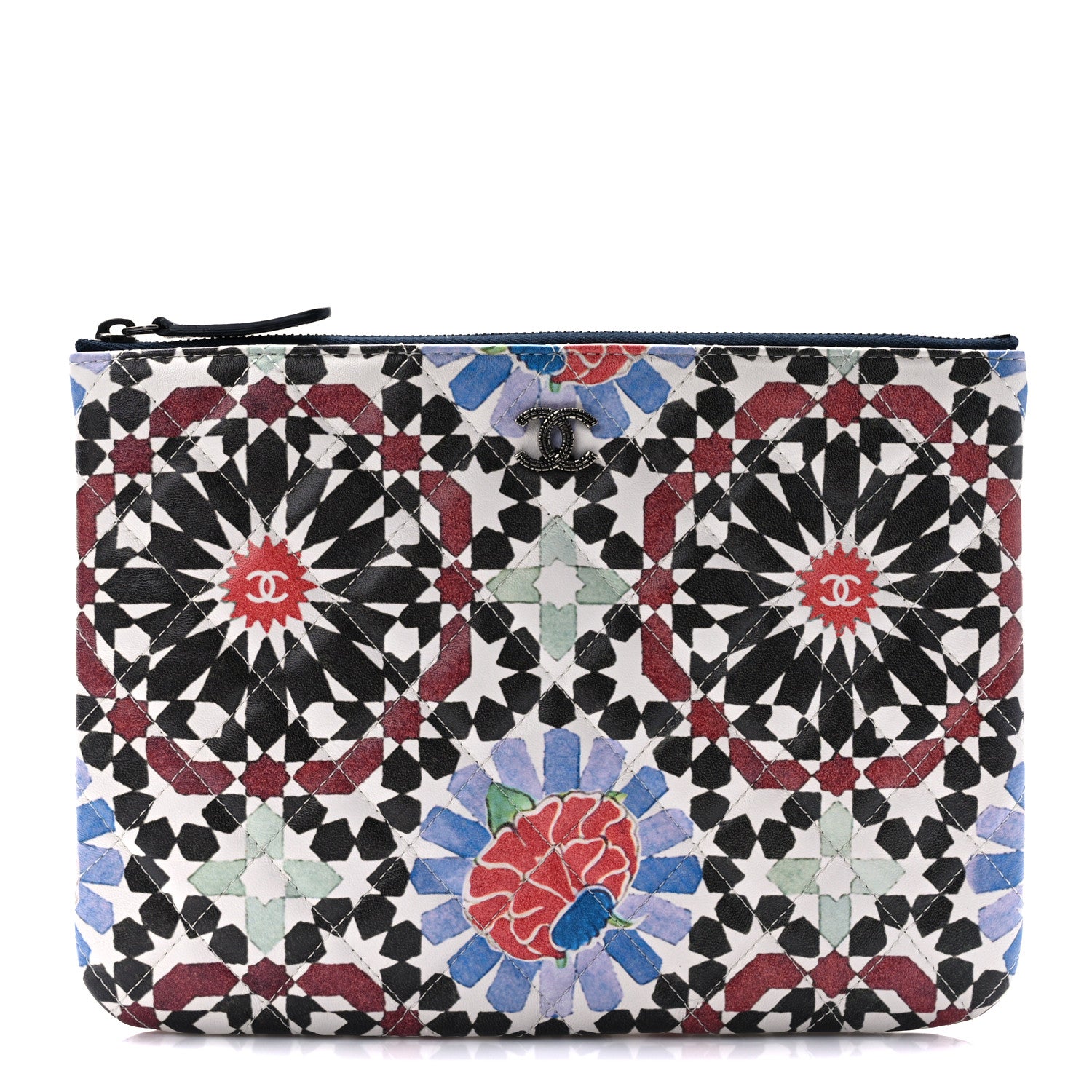 Chanel Glazed Lambskin Quilted Medium Paris Dubai Cosmetic Case Multicolor 1 of 7