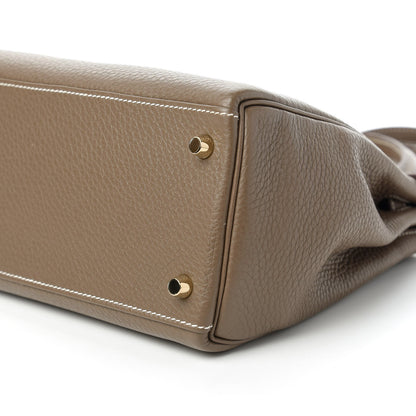 Hermes Taurillon Clemence Kelly Retourne 28 Etoupe 7 of 10