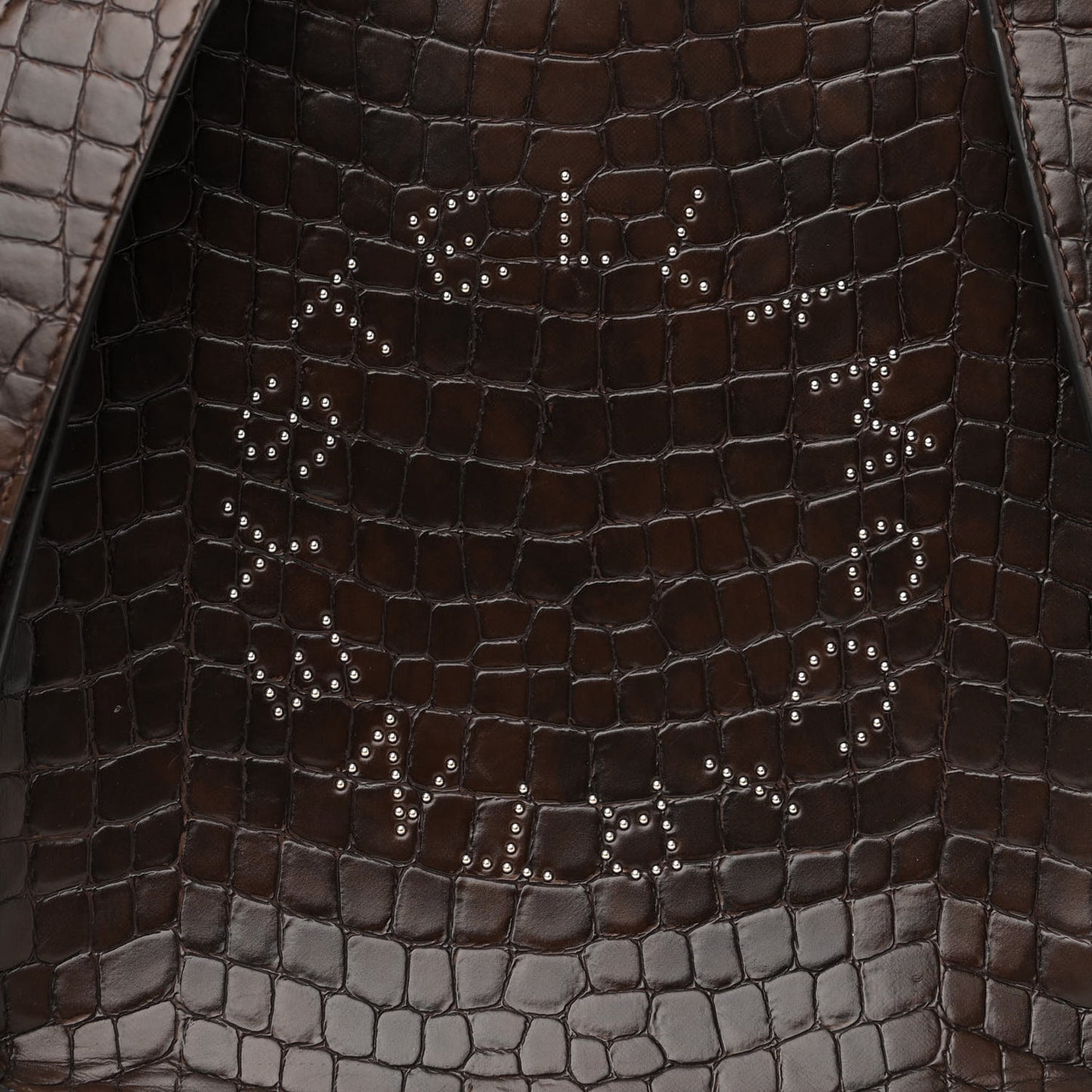 Crocodile Embossed Studded Logo Mini Crossbody Mahogany