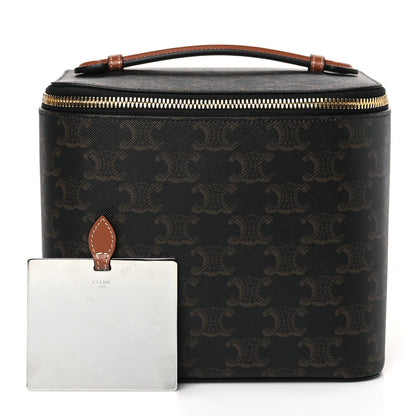 Celine Triomphe Canvas Calfskin Square Vanity Case Tan 1 of 8